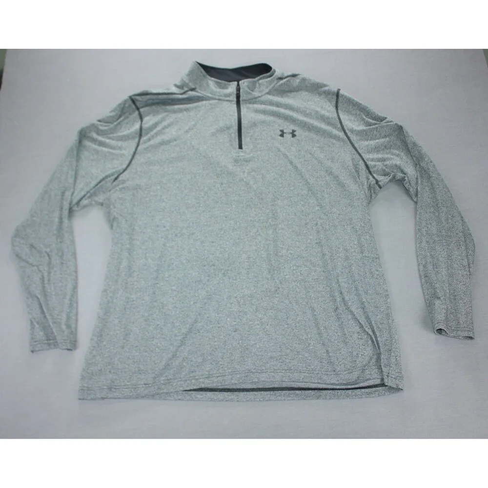Under Armour Shirt Mens 3XL Gray Threadborne HeatGear Long Sleeve Quarter Zip - Picture 1 of 11
